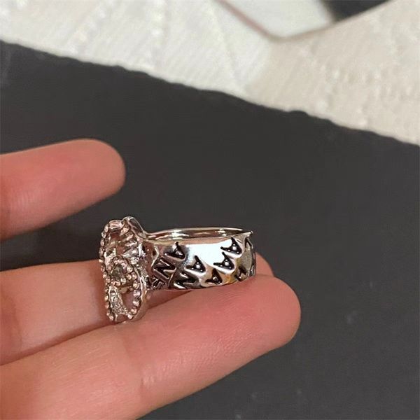 Designer Mulheres anéis Diamond Pearl Letter C Ring Luxurys Brand Silver Engagement Anings For Womens Metal Designers Jóias Gold Ring