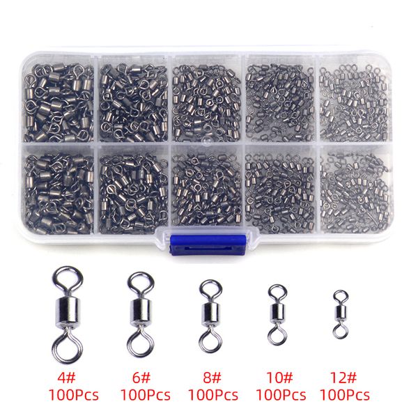 Accessori per la pesca 500pcs Connettore Barile Cuscinetto Rotolamento Girevole Anello solido Esche Strumenti X 2 230512