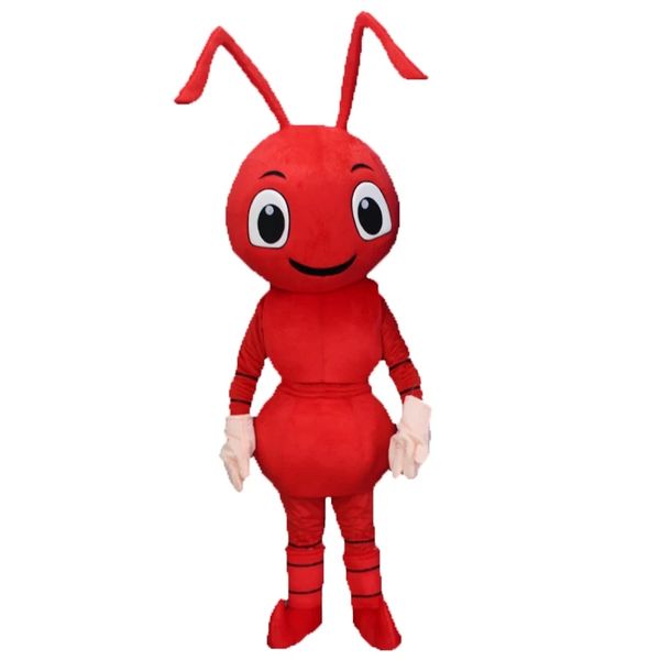 costume della mascotte della formica professionale Halloween Performance Props Copricapo in peluche Vestito rosso e blu