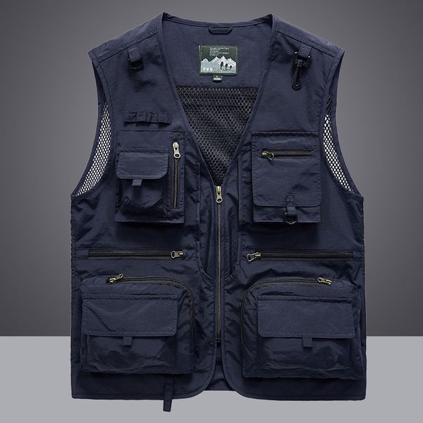 Giacche da esterno Felpe con cappuccio Gilet Gilet Giacca da uomo Multi tasca classica da uomo Cappotto senza maniche P ographer Pesca 5XL Abiti da viaggio 230512