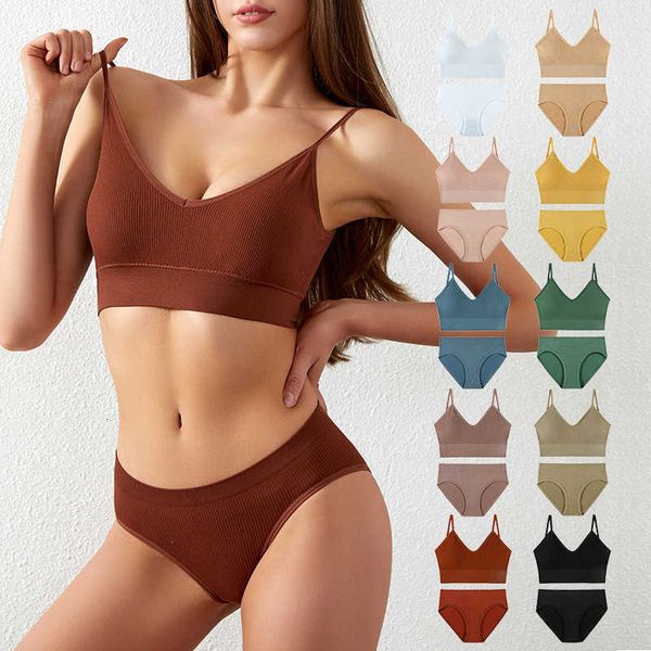 Bikini hava sutyen külot kadınlar yeni seksi alçak thongfrench arka plansız push up iç çamaşırı set g-string dikişsiz lette dişi iç çamaşırı yumuşak tank mahsul üst spor salonu sporu