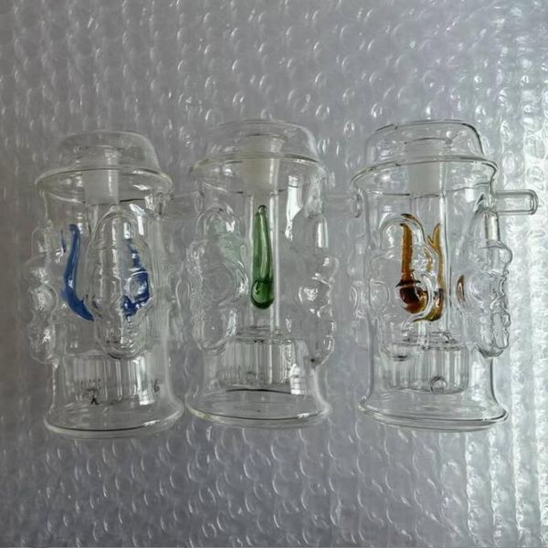 Último queimador de óleo de vidro de vidro grosso Pyrex Burner de crânio de quatro less leslos filtro aquáticos Bongo Bong Tubos portáteis Herb Tobacco Acessórios para ferramentas