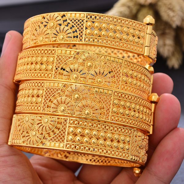 Bracelets de charme Luxo Indian Dubai Gold Color Bangles for Women Girls Wedding Bridal Bracelet Bijoux Jewelly 230511