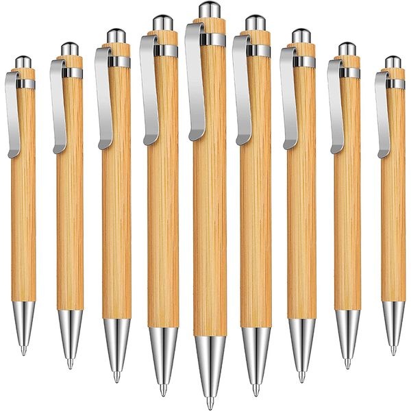 Druckkugelschreiber aus Bambusholz, schwarze Tinte, 1 mm, Stifte, gravierte Journaling-Stiftminen, Produkte für Geschenke, Schreiben, Büro, Schulbedarf