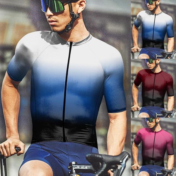 T-shirt da uomo manica lunga Athletic Fit Mens Summer Fashion Casual Fasten 3D Digital Camicia alta da uomo