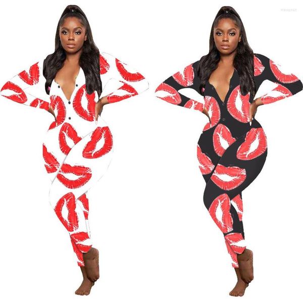 Женские спортивные костюмы с длинным рукавом Prajams Buflap Onesie Sexy Women Women Рождественский комбинезон зимний весенний комбинезон для взрослых кнопок боди