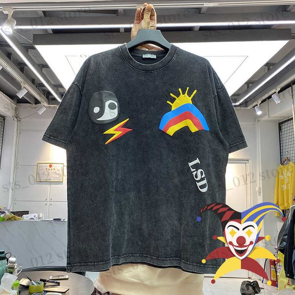 T-shirt da uomo Puff Print RainbowT Shirt Uomo Donna T-shirt lavata bella di alta qualità Top Tee harajuku T230512