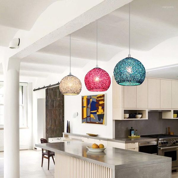 Lâmpadas pendentes Decoração moderna luzes LEDs Lâmpada colorida da sala de jantar nórdica quarto cozinha pendurada luminária interna e27 lâmpada