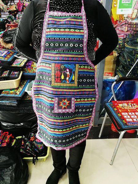 Kemerler Etnik Stil El Embroidered Önlük İşlemeli Pamuk Keten Kişiselleştirilmiş Garson