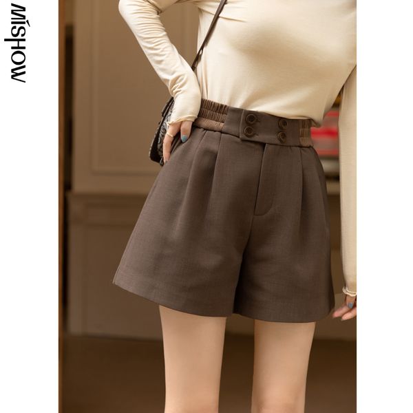 Damen-Shorts MISHOW Herbst-Shorts für Frauen mit Knopfleiste, A-Linie, schlanke Hose mit weitem Bein, kurze Hose, weibliche Booty-Shorts MXA36K0085 230512