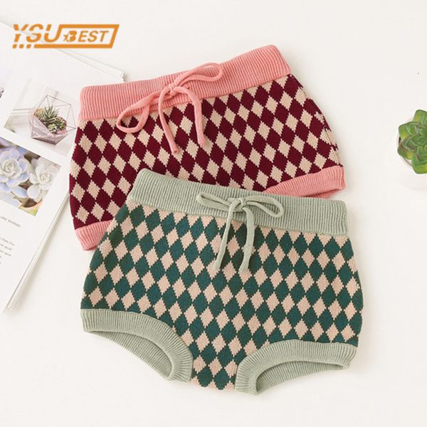 Shorts Kinder Baby Mädchen Nette Gestrickte Brot Hosen Kinder Shorts Hosen Herbst Winter Kind Stricken Kinder Baby Mädchen Gitter Kurze Hosen 230512