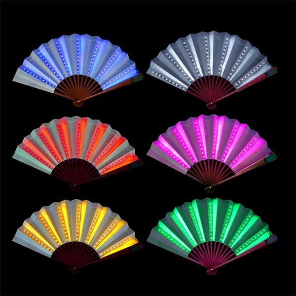 50Pcs Led Glow Up Folding Fan Leucht Bühne Zeigen Cosplay Requisiten Fans Fluoreszierende Party Urlaub Geschenke Tanz Dekoration