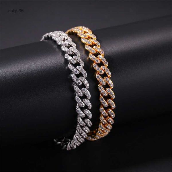 8 мм CZ Diamond Iced Out Chain Ожерелья Hip Hop Bling Fashion S Gold Silver Miami Cuban Link Mens 447 Q2