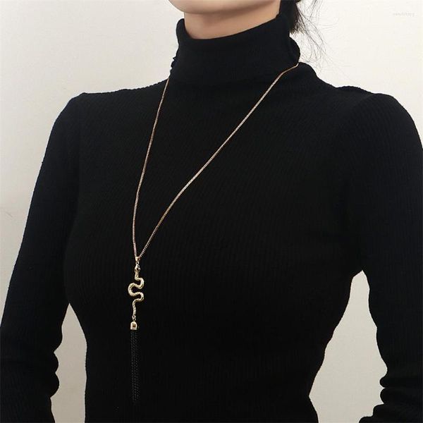 Цепи Змеиной кулон осенний зимний свитер ожерелье Чисти ожерелье Геометрическое ошейник для женских ожерелья грудь
