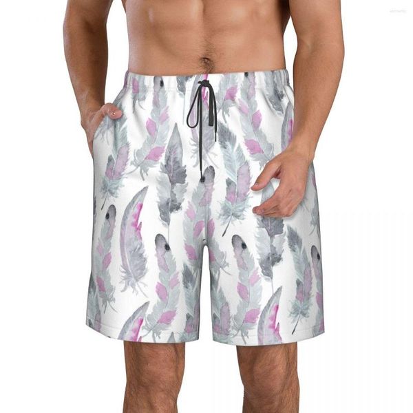 Pantaloncini da uomo Beach Swim Surf Maillot De Bain Watercolour Feathers Sport Board Costumi da bagno ad asciugatura rapida