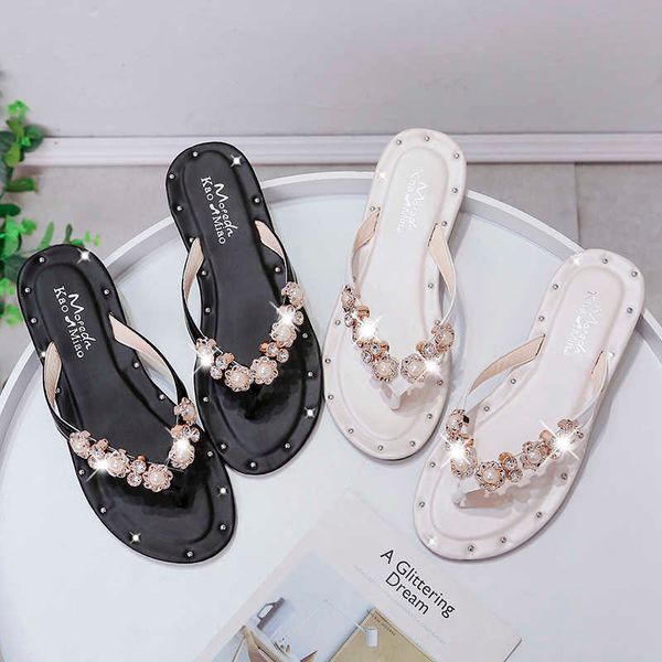 Pantofole Scarpe Donna 2023 Pantofole Flat Shale Female Beach Luxury Slides String Bead Gomma Infradito Sabot Designer Soft Summer G230512