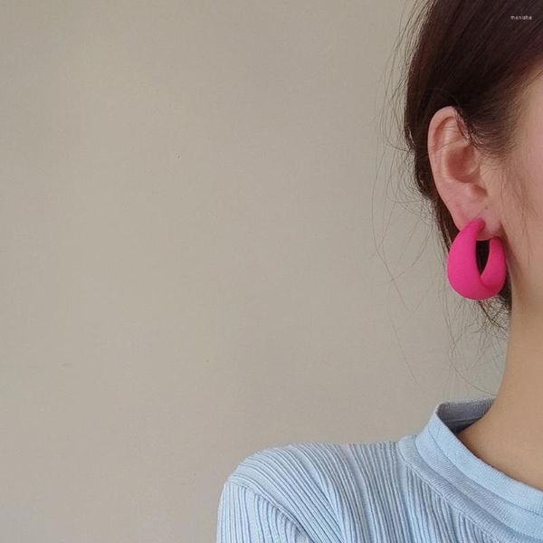 Creolen Frische Minze Blau Wild C-förmige Ohrring Mädchen Herz Weiche Candy Farbe Koreanischen Stil Frauen 2023