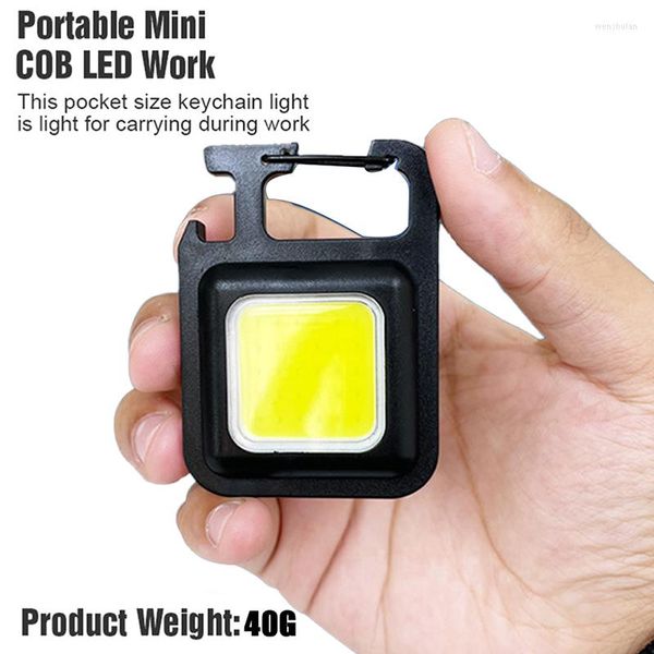 Lanterne portatili Mini LED Lampada da lavoro Tasca Portachiavi Faro USB Ricaricabile Campeggio esterno 500mAH