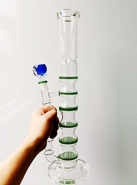 Wasserbong-Wasserpfeifen aus grünem Glas mit Wabenperkolatoren, Öl-Dab-Rig-Bubbler für das Rauchen trockener Kräuter