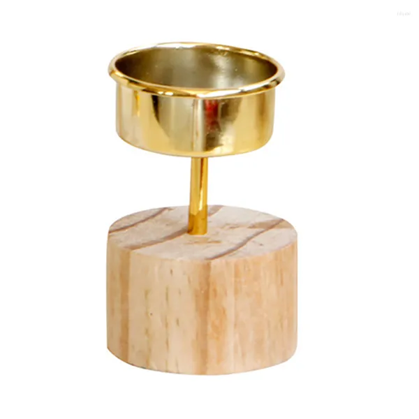 Kerzenhalter Holz Kerzenhalter Gold Dekor Desktop Vintage Home Metall Holzständer Spitzkerzen