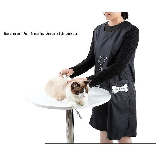 Grembiule impermeabile per toelettatura animali domestici con tasche Costume da bagno per cani Abiti puliti impermeabili Uniformi da estetista per animali domestici