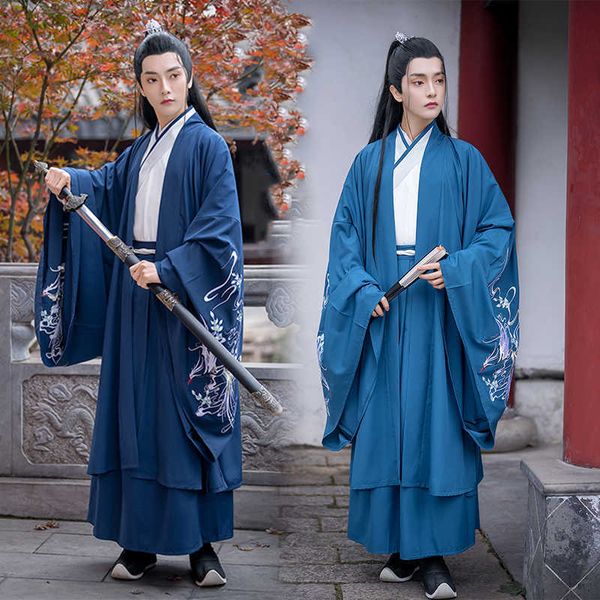 Abbigliamento etnico Abito cinese Antico nero coreano Hanfu Abiti stile cinese Danza popolare Cosplay Kimono Arti marziali da uomo tradizionali Arriva G230428