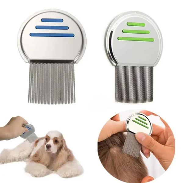 Pettine per pidocchi Terminator per toelettatura per cani Pidocchio professionale in acciaio inossidabile Sbarazzarsi efficacemente per il trattamento dei pidocchi Capelli Rimuove le lendini 3 colori all'ingrosso