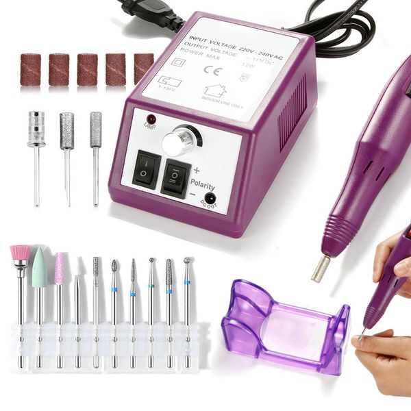 Nail Manicure Set Trapano Apparecchio elettrico per 10 pezzi Frese Punte Gel Cuticola Remover Pedicure Machine Art 230512