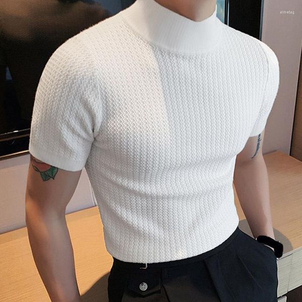 Erkekler Tişörtleri 3xl Erkekler Günlük Örme Şortlu Şeridi Kaput Kaput Fitness T-Shirts Kıyafetler Kazak Sokak Giyim İnce Tee