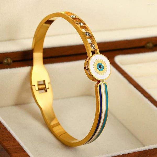 Bangle Greata 316L из нержавеющей стали белая синяя эмалевая браслеты для женщин для женщин из золота с золотой, абокульваторами, украшениями из циркона, 2023 г. 2023