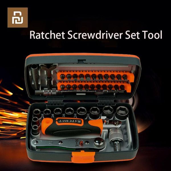 Schroevendraaiers Xiaomi Set di cacciaviti a cricchetto multifunzionale Chiave a tubo Cacciavite Combinazione di punte per auto Kit di utensili manuali per riparazione auto universale