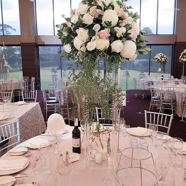 Kerzenhalter, 12 Stück, dekorative Hochzeitssäulen, transparente Blumenständer, Blumenstraußdekorationen, Herzstück, hohe Vase 1425