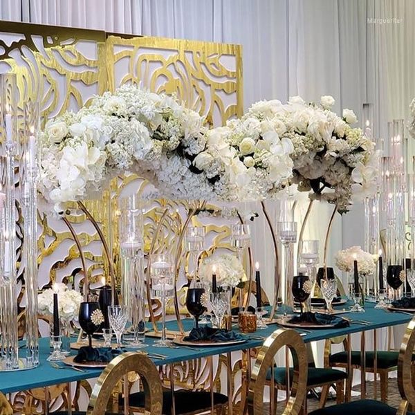 Parti Dekorasyonu 10pcs) Düğün Merkezi Arch Center Çiçek Stand Masa Centerpieces Etkinlik Dekoru Yudao8711 için Altın Metal Çerçeve