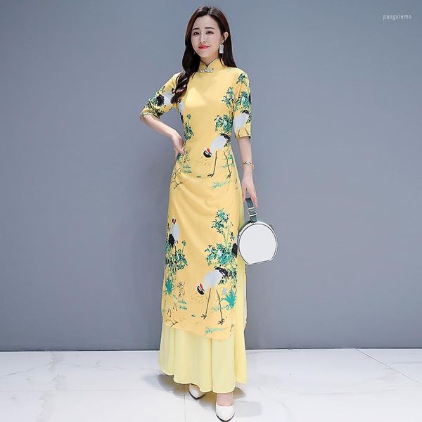 Roupas étnicas 2023 Aodai Vietnã Cheongsam QIPAO Vestido chinês Vietnamita Mulheres modernas tradicionais elegantes