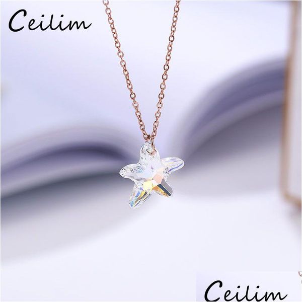 Colar de colar de pingente de vidro de cristal para mulheres transparentes austríacos Shining Star Charm Jewlery Gifts Deld Deliv Dhgarden dho5y