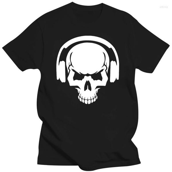 Herren-T-Shirts, DJ-Schädel, Kopfhörer, Trap, Musik, Rap, Club, Mix, Herren-T-Shirt in Anthrazit