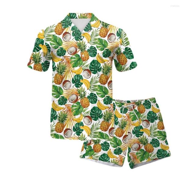 Herren Shorts B267 Mode Männer Kleidung Druck Obst Coole Strandhose Hemd und zweiteiliger Freizeitanzug