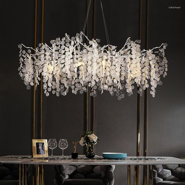 Люстры столовая роскошные стеклянные светодиодные подвесные подвесные светильники Hangingchrome Алюминиевый подвеска