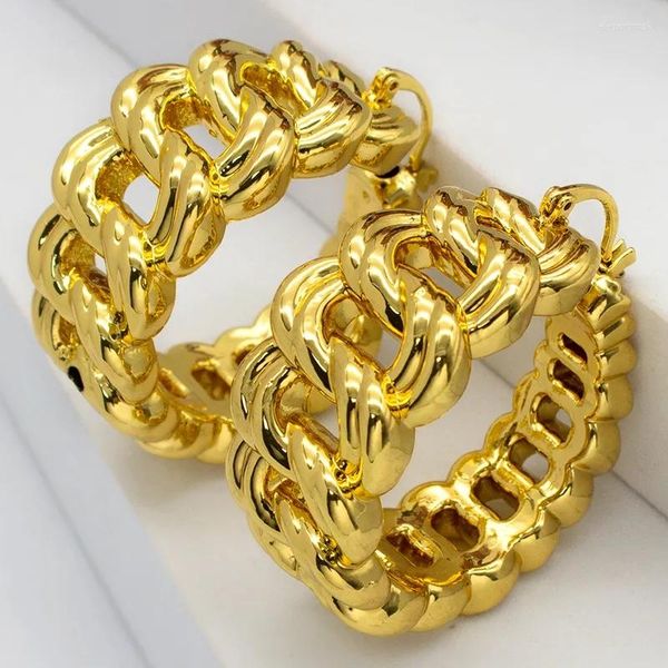 Brincos de argola Dubai Gold Bated for Women Exagerou Big Round Round Spiral Twisted Hollow Jewelry Acessórios Nigerianos Presentes de casamento