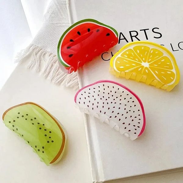 Neues kreatives Design, 8,5 cm, Drachenfrucht, Kiwi, Wassermelone, Orange, niedliche Frucht-Haarspange, Klaue, Haarschmuck für Frauen und Mädchen