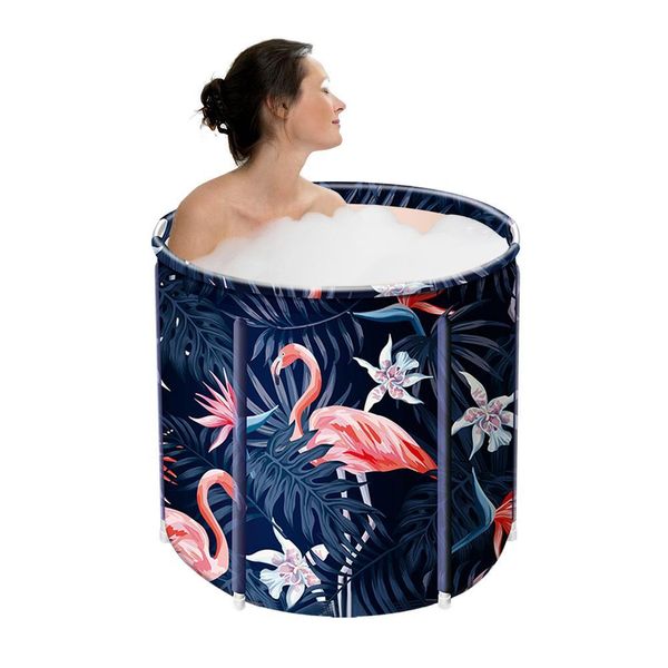 Vasche da bagno 80x70 cm Pieghevole Vasca da bagno per adulti Bambino Bambino Portatile per uso domestico Ammollo Secchio da bagno Vassoio doccia Sauna Spa Vasca da bagno per la famiglia