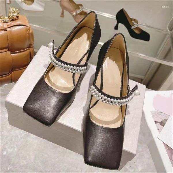 Sandali con punta Donna Scarpe squadrate Tacco gattino Estate Zapatos Mujer Abito strass Chaussure Femme Mary Jane Matrimonio di alta qualità 3803