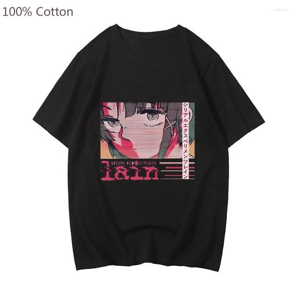 Männer T Shirts Harajuku Anime Serielle Experimente Lain Casual T-shirts Nette Manga T-shirt Baumwolle Top Tees Frühling Kurzarm T-shirts