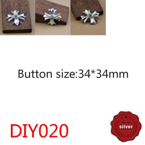 DIY020 S925 BULTOL DE PRATA STERLING Jeans Button Hip Hop Cruz