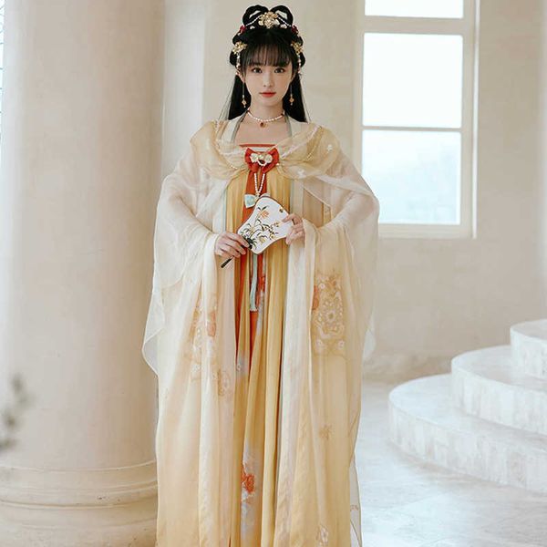 Ethnische Kleidung Chinesische Traditionelle Kleidung Für Frauen Tang-dynastie Alte Prinzessin Kleid Weibliche Elegante Cosplay Kleidung Gelb Hanfu DQL6826 G230428