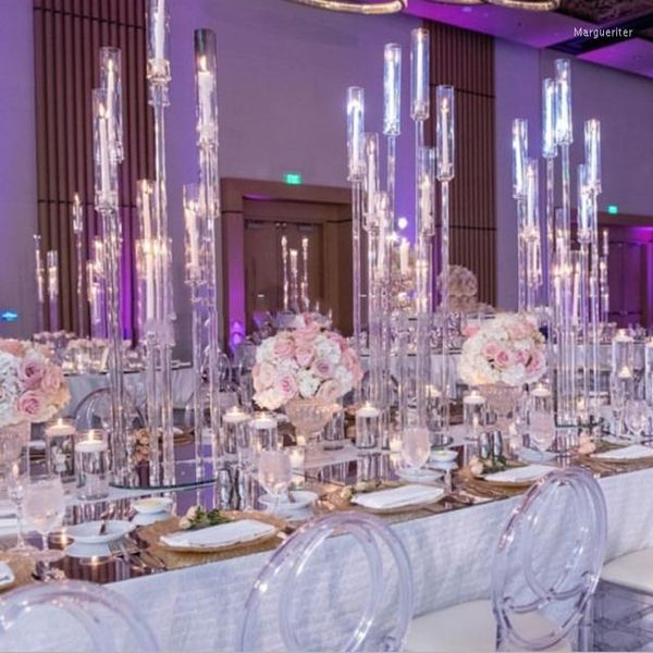 Parti Dekorasyonu 10 PCS) Düğün Süslemeleri 8 Silahlar Akrilik Candelabra Centerpieces berrak kristal mum tutucu şamdan tutucu1999