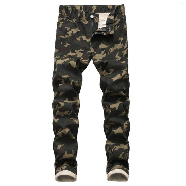 Jeans masculinos 2023 Moda de moda masculina Camuflagem militar masculina Slim Trend Hip Hop Exército direto Carga de bolso de bolso jeans da marca juvenil calça