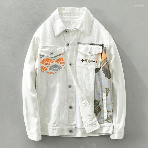Jackets masculinos 2183 algodão moda de algodão Men vintage retchwork Button Bollot Up jeaats Coats adolescentes de streetwear casual imprimido