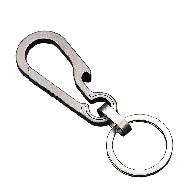 DHL Remessa K2512 Clipe de cadeia de chave de liberação rápida de titânio com 1 anéis de chave para uso externo para fortes pequenos clipe de chaveiro para homens e mulheres (cinza)