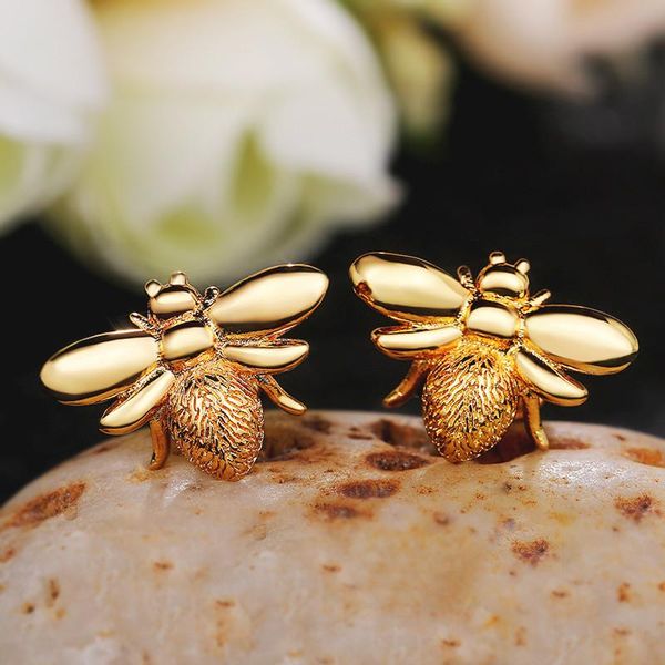 Orecchini a bottone Simpatici borchie ape Donna Oro argento Colore minimalista per adolescenti Dichiarazione regalo di compleanno JewelryStud